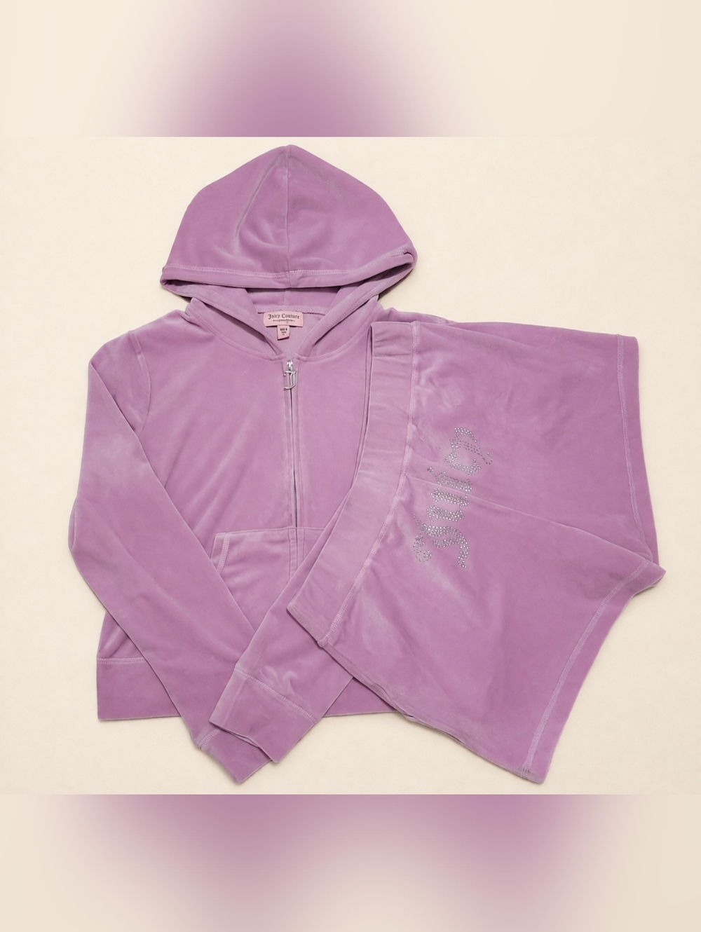 NWOT Juicy Couture Dewberry Velour Zip Hoodie & Shorts Set - L